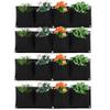 Wall Plant Bag,4Pcs Vertical Hanging Outdoor Wall Planter 4 Pocket Plant Grow Bag Wall Mounted Reusable Degradable Felt Garden Planter Succulents Artificial Flowers. (Black) view 1