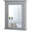Tangkula Bathroom Cabinet with Mirror, Mirrored Wall-Mounted Storage Medicine Cabinet w/Single Door & Adjustable Shelf in 5 Positions, Multipurpose Wall Cabinet for Bathroom (Gray) view 1