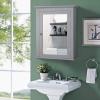 Tangkula Bathroom Cabinet with Mirror, Mirrored Wall-Mounted Storage Medicine Cabinet w/Single Door & Adjustable Shelf in 5 Positions, Multipurpose Wall Cabinet for Bathroom (Gray) view 2