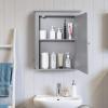 Tangkula Bathroom Cabinet with Mirror, Mirrored Wall-Mounted Storage Medicine Cabinet w/Single Door & Adjustable Shelf in 5 Positions, Multipurpose Wall Cabinet for Bathroom (Gray) view 4