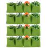 4Pcs Vertical Hanging Outdoor Wall Planter 4 Pocket Plant Grow Bag Wall Mounted Reusable Degradable Felt Garden Planter Herbs, Succulents Artificial Pl or Flowers. (Green) view 1
