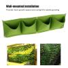 4Pcs Vertical Hanging Outdoor Wall Planter 4 Pocket Plant Grow Bag Wall Mounted Reusable Degradable Felt Garden Planter Herbs, Succulents Artificial Pl or Flowers. (Green) view 4