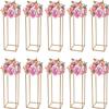 10 Pack 23.6 Inch Gold Wedding Flower Stand Metal Vase Column Stand Geometric Centerpiece Vase for Home Party Wedding Decorations, Rectangular Flower Display Rack view 1