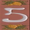 Italian 15cm x 5cm Terracotta Hand-painted Lemon Designed Glass Enamel House Number Tiles (Number 5) view 1