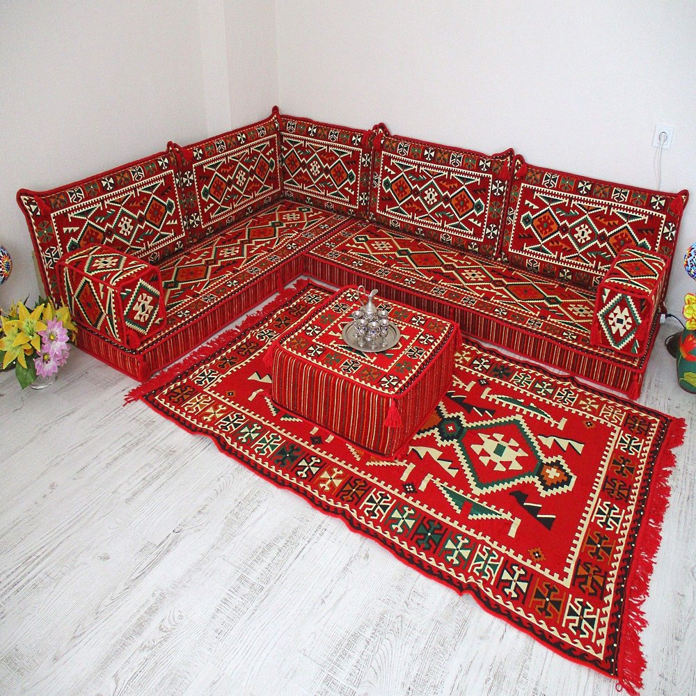 Arabic floor seating, Arabic Corner Floor Sofa, Arabic Majlis Sofa, Arabic Couches, Floor Seating Sofa MA 35