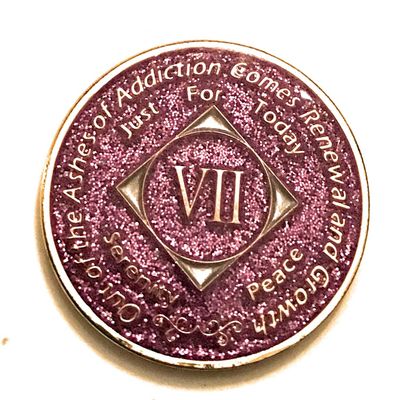 7 Year NA Bling Medallion - Purple, Lavender, Sparkle, Glitter, Chip, Coin, Token