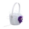 Milageto Wedding Ceremony Satin Flower Girl Basket with Heart Shape Dcor, Purple view 3