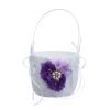 Milageto Wedding Ceremony Satin Flower Girl Basket with Heart Shape Dcor, Purple view 4