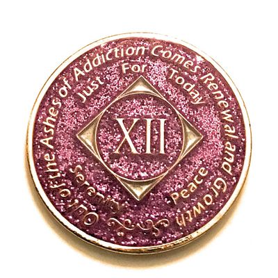 12 Year NA Bling Medallion - Purple, Lavender, Sparkle, Glitter, Chip, Coin, Token