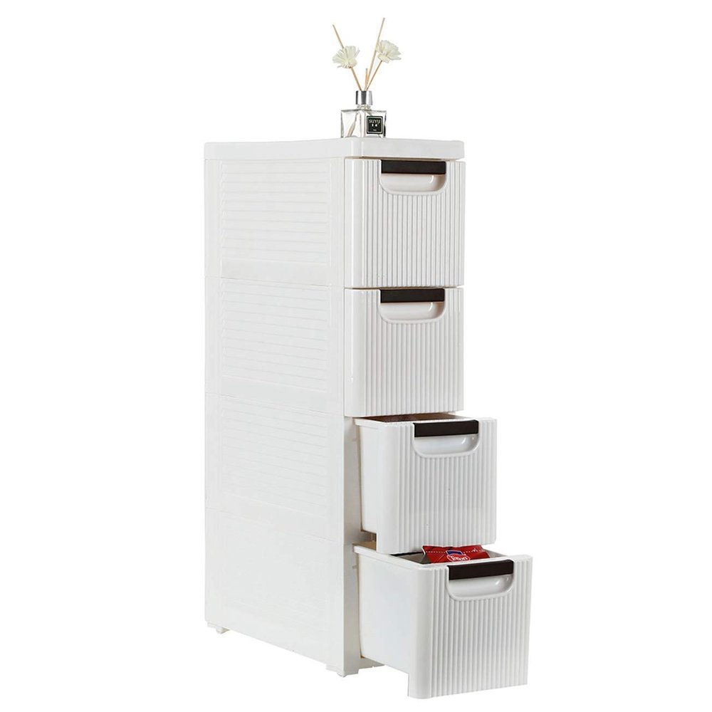 BRLUCKY Furniture Home Furnishing Plaza 3-Drawer Rolling Cart Organizer Unit with Wheels Narrow Slim Container Storage Cabinet for Bathroom Bedroom Simple Market Basket Storage Stand Organizer
