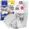 Wallaby 60 Count 1-Gallon Gusset Mylar Bags with 400cc Oxygen Absorbers, 15 Mil Total Thickness Long-Term Food Storage Pouches, 10x14 Stand-Up Resealable Heat-Sealable Airtight Packaging - Silver view 1