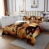 Brown Horse Bed Cover Set - Wild Running Horse Pattern Design - Duvet Cover, 2 Pillowcases with Zipper Ties (Queen) view 3