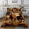 Brown Horse Bed Cover Set - Wild Running Horse Pattern Design - Duvet Cover, 2 Pillowcases with Zipper Ties (King) view 2