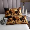 Brown Horse Bed Cover Set - Wild Running Horse Pattern Design - Duvet Cover, 2 Pillowcases with Zipper Ties (King) view 4