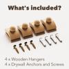 4 Tapestry Hangers Small, Quilt Hangers for Wall Hangings, Blanket Hanger Clamps, Carpet Rug Display, Wooden Wall Clips for Hanging (Light) view 2