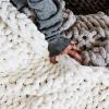 Daoyuan Blanket-Hand-Woven Chunky Knit Chenille Throw Blanket,Warm and Comfortable,Giant Yarn for Modern Bedding and Home Decoration,for Pet Bed Sofa Cushion Yoga Mat Gift view 4