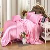 ABP Collection Duvet Set - Queen, Pink Soft Silky Satin Duvet Cover Sets (1 Button Closure Duvet Cover, 1 Fitted Sheet with 18" Deep Pocket, 2 Pillow Shams) 4 Pieces Duvet Cover Set view 3