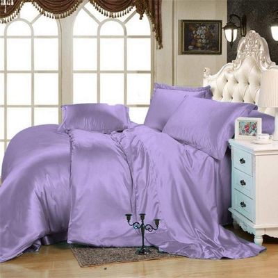 ABP Collection Duvet Set - Twin XL, Lavender Soft Silky Satin Duvet Cover Sets (1 Button Closure Duvet Cover, 1 Fitted Sheet with 18" Deep Pocket, 2 Pillow Shams) 4 Pieces Duvet Cover Set