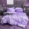 ABP Collection Duvet Set - Twin XL, Lavender Soft Silky Satin Duvet Cover Sets (1 Button Closure Duvet Cover, 1 Fitted Sheet with 18" Deep Pocket, 2 Pillow Shams) 4 Pieces Duvet Cover Set view 3