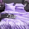 ABP Collection Duvet Set - Twin XL, Lavender Soft Silky Satin Duvet Cover Sets (1 Button Closure Duvet Cover, 1 Fitted Sheet with 18" Deep Pocket, 2 Pillow Shams) 4 Pieces Duvet Cover Set view 4