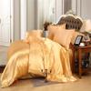 ABP Collection Duvet Set - Twin, Gold Soft Silky Satin Duvet Cover Sets (1 Button Closure Duvet Cover, 1 Fitted Sheet with 18" Deep Pocket, 2 Pillow Shams) 4 Pieces Duvet Cover Set view 3