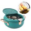 Tempura Deep Fryer Pot with Thermometer Japanese Style Stainless Steel Oil Pan for Induction Gas Electric Stoves Heat Cold Touch Handle Oil Level Indicator for Chicken Fish Fries view 4