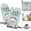 QIANKUI Funny Easter Bunny Cute Rabbit Eggs Oven Mitts and Potholders 3 Pcs Set, Professional Heat Resistant Cooking Gloves Pot Mats for Kitchen BBQ Baking view 2