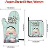 QIANKUI Funny Easter Bunny Cute Rabbit Eggs Oven Mitts and Potholders 3 Pcs Set, Professional Heat Resistant Cooking Gloves Pot Mats for Kitchen BBQ Baking view 3