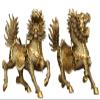 Brass Feng Shui Myth Dragon Head Kylin Qilin Chi-lin Beast Statue Pair (Runing, 4.8" H x 4.8" L x 2.4" W 2.6lb) view 1