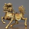 Brass Feng Shui Myth Dragon Head Kylin Qilin Chi-lin Beast Statue Pair (Runing, 4.8" H x 4.8" L x 2.4" W 2.6lb) view 3