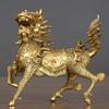 Brass Feng Shui Myth Dragon Head Kylin Qilin Chi-lin Beast Statue Pair (Runing, 4.8" H x 4.8" L x 2.4" W 2.6lb) view 4