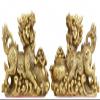 Brass Feng Shui Myth Dragon Head Kylin Qilin Chi-lin Beast Statue Pair (Treasure, 9.2" H x 13.6" L x 5.6" W 17.2lb) view 1