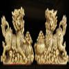 Brass Feng Shui Myth Dragon Head Kylin Qilin Chi-lin Beast Statue Pair (Treasure, 9.2" H x 13.6" L x 5.6" W 17.2lb) view 2