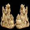 Brass Feng Shui Myth Dragon Head Kylin Qilin Chi-lin Beast Statue Pair (Treasure, 9.2" H x 13.6" L x 5.6" W 17.2lb) view 3