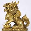 Brass Feng Shui Myth Dragon Head Kylin Qilin Chi-lin Beast Statue Pair (Seat Cloud, 6.7" H x 6" L x 3.6" W 5.3lb) view 3