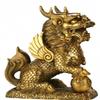 Brass Feng Shui Myth Dragon Head Kylin Qilin Chi-lin Beast Statue Pair (Seat Cloud, 6.7" H x 6" L x 3.6" W 5.3lb) view 4