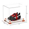 Better Display Cases Acrylic Kids Shoes Display Case - Medium Rectangle Box with Clear Case, Orange Risers and White Base 12" x 8.25" x 8" (A004, V41) view 2