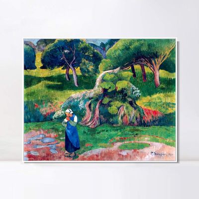 INVIN ART Framed Canvas Giclee Print Art Landscape at Le Pouldu by Paul Serusier Wall Art Living Room Home Office Decorations(White Slim Frame,20"x24")