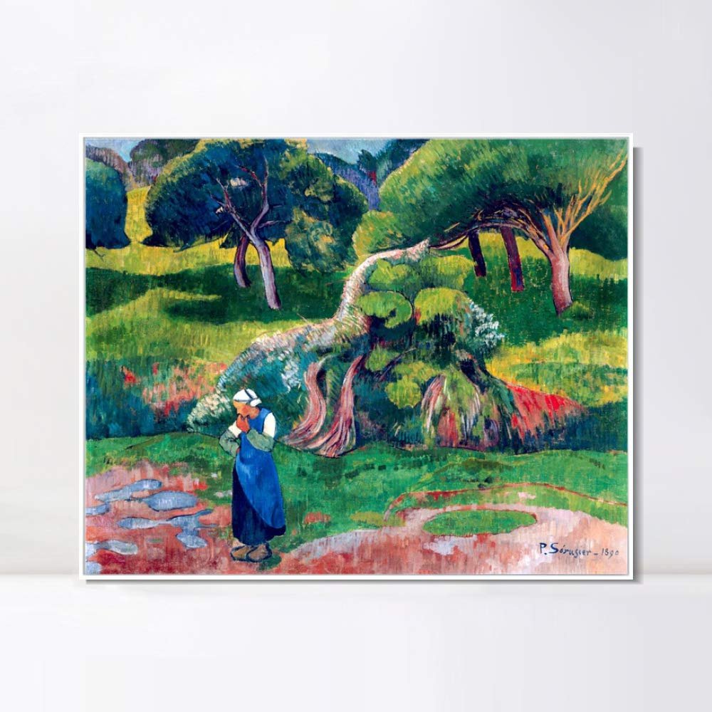 INVIN ART Framed Canvas Giclee Print Art Landscape at Le Pouldu by Paul Serusier Wall Art Living Room Home Office Decorations(White Slim Frame,20"x24")