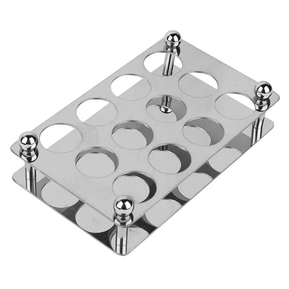 Agatige Shot Glass Holder, 12 Holes Stainless Steel Shot Glasses Rack/Stand/Serving Tray for Bar Pub Clubs KTV Party Restaurant