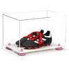 Better Display Cases Acrylic Kids Shoes Display Case - Medium Rectangle Box with Clear Case, Pink Risers and White Base 12" x 8.25" x 8" (A004, V41) view 1