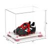 Better Display Cases Acrylic Kids Shoes Display Case - Medium Rectangle Box with Clear Case, Pink Risers and White Base 12" x 8.25" x 8" (A004, V41) view 2