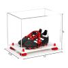 Better Display Cases Acrylic Kids Shoes Display Case - Medium Rectangle Box with Clear Case, Red Risers and White Base 12" x 8.25" x 8" (A004, V41) view 2