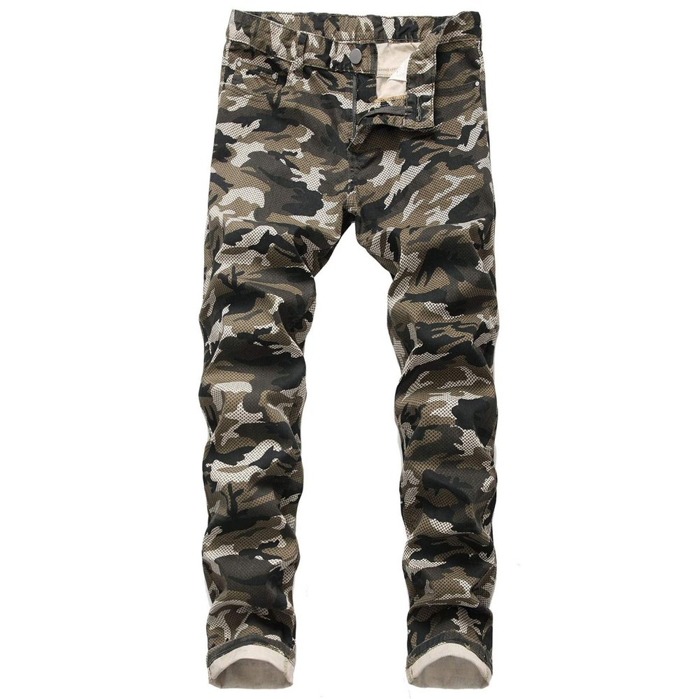Andongnywell Men Motorcycle Riding Denim Jeans Motocross Racing Armor Pants Protector with Zipper Deco Trousers (Camouflage 3,32)