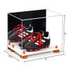 Better Display Cases Acrylic Kids Shoes Display Case - Medium Rectangle Box with Mirror Case, Orange Risers and White Base 12" x 8.25" x 8" (A004, V41) view 2
