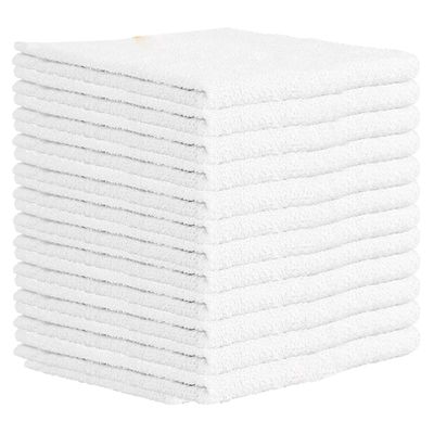 Nabob Wipers Kitchen Bar Mop Terry Towels 12 Pack - 100% Cotton - Size 14x17 - Perfect for Your Home, Kitchen, Bathroom, Bars, Restaurants & Auto - Super Absorbent (White)