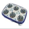 Blue Rose Polish Pottery - Blue Garden of Eden Muffin Pan - 12" x 8" - Ceramic Baking Dish, 6-Cup Muffin & Cupcake Pan view 1
