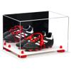Better Display Cases Acrylic Kids Shoes Display Case - Medium Rectangle Box with Mirror Case, Red Risers and White Base 12" x 8.25" x 8" (A004, V41) view 1