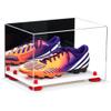 Better Display Cases Acrylic Kids Shoes Display Case - Medium Rectangle Box with Mirror Case, Red Risers and White Base 12" x 8.25" x 8" (A004, V41) view 2