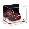 Better Display Cases Acrylic Kids Shoes Display Case - Medium Rectangle Box with Mirror Case, Red Risers and White Base 12" x 8.25" x 8" (A004, V41) view 3
